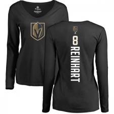 NHL Women's Adidas Vegas Golden Knights #8 Griffin Reinhart Black Backer Slim Fit Long Sleeve T-Shirt