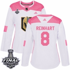 Women's Adidas Vegas Golden Knights #8 Griffin Reinhart Authentic White/Pink Fashion 2018 Stanley Cup Final NHL Jersey