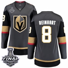 Women's Vegas Golden Knights #8 Griffin Reinhart Authentic Black Home Fanatics Branded Breakaway 2018 Stanley Cup Final NHL Jersey
