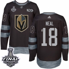 Men's Adidas Vegas Golden Knights #18 James Neal Authentic Black 1917-2017 100th Anniversary 2018 Stanley Cup Final NHL Jersey