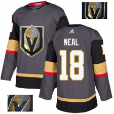 Men's Adidas Vegas Golden Knights #18 James Neal Authentic Gray Fashion Gold NHL Jersey