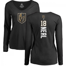 NHL Women's Adidas Vegas Golden Knights #18 James Neal Black Backer Slim Fit Long Sleeve T-Shirt