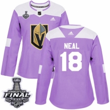 Women's Adidas Vegas Golden Knights #18 James Neal Authentic Purple Fights Cancer Practice 2018 Stanley Cup Final NHL Jersey