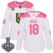 Women's Adidas Vegas Golden Knights #18 James Neal Authentic White/Pink Fashion 2018 Stanley Cup Final NHL Jersey