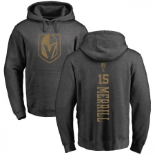 NHL Adidas Vegas Golden Knights #15 Jon Merrill Charcoal One Color Backer Pullover Hoodie