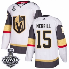 Women's Adidas Vegas Golden Knights #15 Jon Merrill Authentic White Away 2018 Stanley Cup Final NHL Jersey