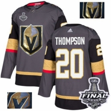 Men's Adidas Vegas Golden Knights #20 Paul Thompson Authentic Gray Fashion Gold 2018 Stanley Cup Final NHL Jersey