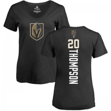 NHL Women's Adidas Vegas Golden Knights #20 Paul Thompson Black Backer Slim Fit V-Neck T-Shirt