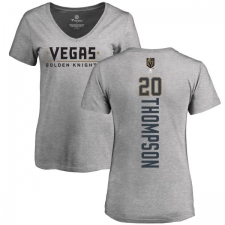 NHL Women's Adidas Vegas Golden Knights #20 Paul Thompson Gray Backer Slim Fit V-Neck T-Shirt
