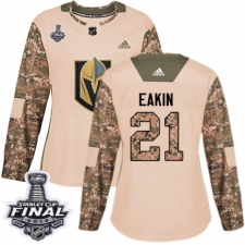 Women's Adidas Vegas Golden Knights #21 Cody Eakin Authentic Camo Veterans Day Practice 2018 Stanley Cup Final NHL Jersey