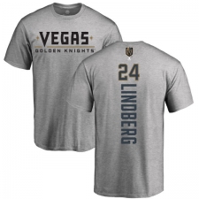 NHL Adidas Vegas Golden Knights #24 Oscar Lindberg Gray Backer T-Shirt