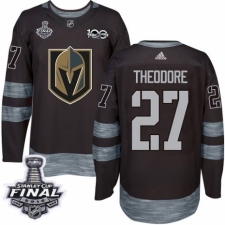 Men's Adidas Vegas Golden Knights #27 Shea Theodore Authentic Black 1917-2017 100th Anniversary 2018 Stanley Cup Final NHL Jersey