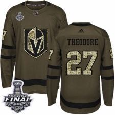 Men's Adidas Vegas Golden Knights #27 Shea Theodore Authentic Green Salute to Service 2018 Stanley Cup Final NHL Jersey