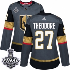 Women's Adidas Vegas Golden Knights #27 Shea Theodore Authentic Gray Home 2018 Stanley Cup Final NHL Jersey