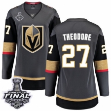 Women's Vegas Golden Knights #27 Shea Theodore Authentic Black Home Fanatics Branded Breakaway 2018 Stanley Cup Final NHL Jersey