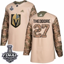 Youth Adidas Vegas Golden Knights #27 Shea Theodore Authentic Camo Veterans Day Practice 2018 Stanley Cup Final NHL Jersey