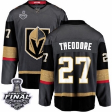 Youth Vegas Golden Knights #27 Shea Theodore Authentic Black Home Fanatics Branded Breakaway 2018 Stanley Cup Final NHL Jersey