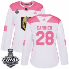 Women's Adidas Vegas Golden Knights #28 William Carrier Authentic White/Pink Fashion 2018 Stanley Cup Final NHL Jersey