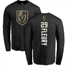 NHL Adidas Vegas Golden Knights #29 Marc-Andre Fleury Black Backer Long Sleeve T-Shirt