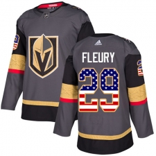Youth Adidas Vegas Golden Knights #29 Marc-Andre Fleury Authentic Gray USA Flag Fashion NHL Jersey