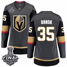 Women's Vegas Golden Knights #35 Oscar Dansk Authentic Black Home Fanatics Branded Breakaway 2018 Stanley Cup Final NHL Jersey
