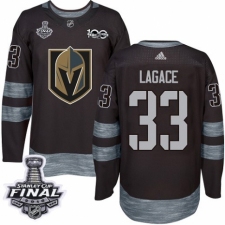 Men's Adidas Vegas Golden Knights #33 Maxime Lagace Authentic Black 1917-2017 100th Anniversary 2018 Stanley Cup Final NHL Jersey