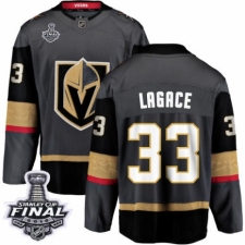 Men's Vegas Golden Knights #33 Maxime Lagace Authentic Black Home Fanatics Branded Breakaway 2018 Stanley Cup Final NHL Jersey
