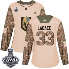 Women's Adidas Vegas Golden Knights #33 Maxime Lagace Authentic Camo Veterans Day Practice 2018 Stanley Cup Final NHL Jersey