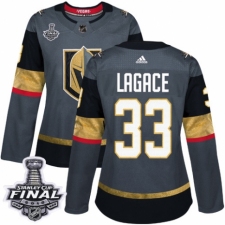 Women's Adidas Vegas Golden Knights #33 Maxime Lagace Authentic Gray Home 2018 Stanley Cup Final NHL Jersey
