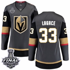 Women's Vegas Golden Knights #33 Maxime Lagace Authentic Black Home Fanatics Branded Breakaway 2018 Stanley Cup Final NHL Jersey