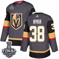 Men's Adidas Vegas Golden Knights #38 Tomas Hyka Premier Gray Home 2018 Stanley Cup Final NHL Jersey