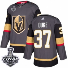 Men's Adidas Vegas Golden Knights #37 Reid Duke Authentic Gray Home 2018 Stanley Cup Final NHL Jersey