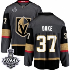 Men's Vegas Golden Knights #37 Reid Duke Authentic Black Home Fanatics Branded Breakaway 2018 Stanley Cup Final NHL Jersey