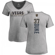 NHL Women's Adidas Vegas Golden Knights #37 Reid Duke Gray Backer Slim Fit V-Neck T-Shirt