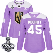 Women's Adidas Vegas Golden Knights #45 Jake Bischoff Authentic Purple Fights Cancer Practice 2018 Stanley Cup Final NHL Jersey