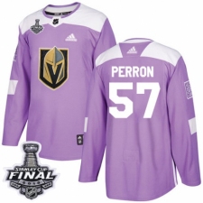 Men's Adidas Vegas Golden Knights #57 David Perron Authentic Purple Fights Cancer Practice 2018 Stanley Cup Final NHL Jersey