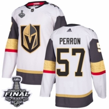 Men's Adidas Vegas Golden Knights #57 David Perron Authentic White Away 2018 Stanley Cup Final NHL Jersey