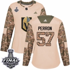 Women's Adidas Vegas Golden Knights #57 David Perron Authentic Camo Veterans Day Practice 2018 Stanley Cup Final NHL Jersey