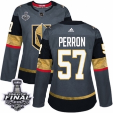 Women's Adidas Vegas Golden Knights #57 David Perron Authentic Gray Home 2018 Stanley Cup Final NHL Jersey