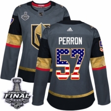 Women's Adidas Vegas Golden Knights #57 David Perron Authentic Gray USA Flag Fashion 2018 Stanley Cup Final NHL Jersey