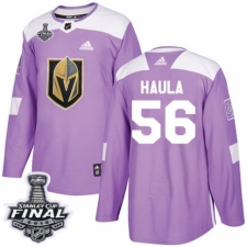 Men's Adidas Vegas Golden Knights #56 Erik Haula Authentic Purple Fights Cancer Practice 2018 Stanley Cup Final NHL Jersey
