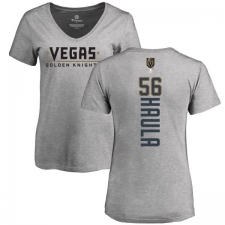 NHL Women's Adidas Vegas Golden Knights #56 Erik Haula Gray Backer Slim Fit V-Neck T-Shirt