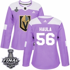 Women's Adidas Vegas Golden Knights #56 Erik Haula Authentic Purple Fights Cancer Practice 2018 Stanley Cup Final NHL Jersey