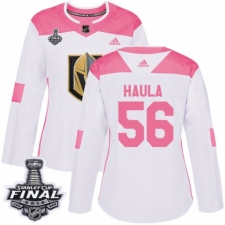 Women's Adidas Vegas Golden Knights #56 Erik Haula Authentic White/Pink Fashion 2018 Stanley Cup Final NHL Jersey