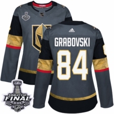 Women's Adidas Vegas Golden Knights #84 Mikhail Grabovski Authentic Gray Home 2018 Stanley Cup Final NHL Jersey