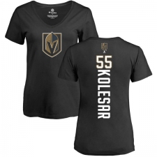 NHL Women's Adidas Vegas Golden Knights #55 Keegan Kolesar Black Backer Slim Fit V-Neck T-Shirt