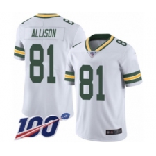Men's Green Bay Packers #81 Geronimo Allison White Vapor Untouchable Limited Player 100th Season Football Jersey