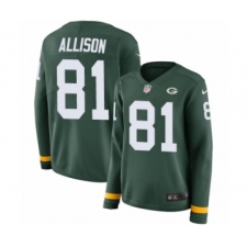 Women's Nike Green Bay Packers #81 Geronimo Allison Limited Green Therma Long Sleeve NFL Jersey