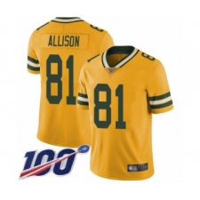 Youth Green Bay Packers #81 Geronimo Allison Limited Gold Rush Vapor Untouchable 100th Season Football Jersey