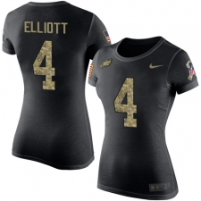 Women's Nike Philadelphia Eagles #4 Jake Elliott Black Camo Salute to Service T-Shirt